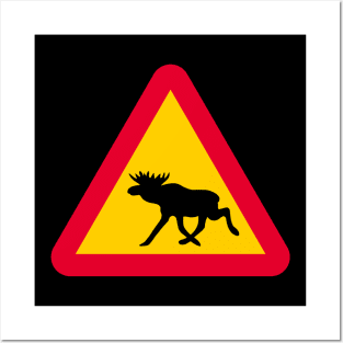 Warning sign from Sweden Moose Elk Posters and Art